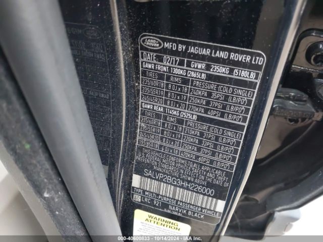 SALVP2BG3HH226000 Land Rover Range Rover Evoque Se/se Premium