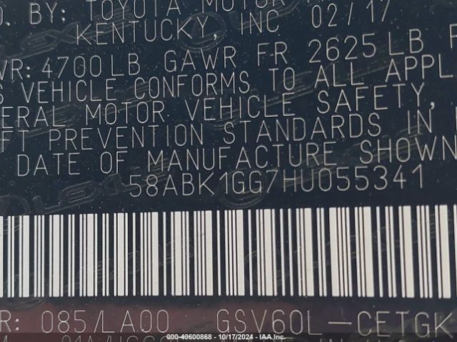 58ABK1GG7HU055341 Lexus ES 350