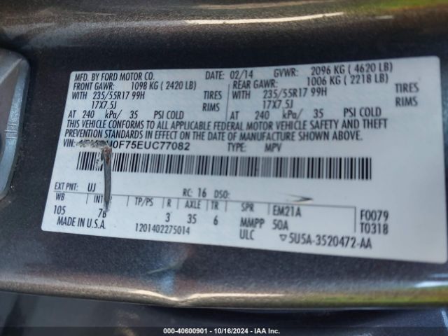 1FMCU0F75EUC77082 Ford ESCAPE S