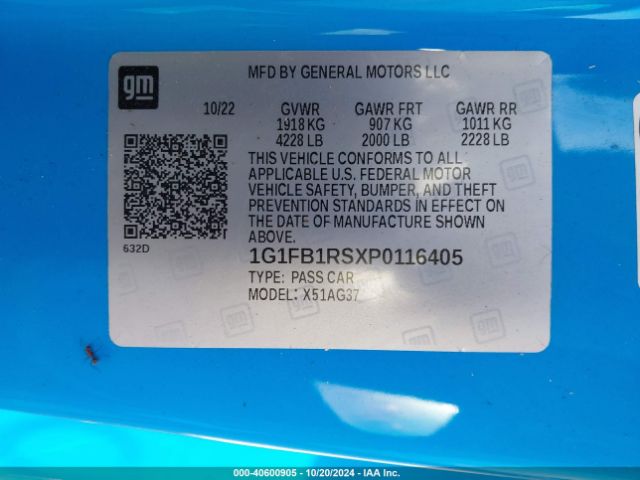 1G1FB1RSXP0116405 Chevrolet Camaro Rwd  1lt
