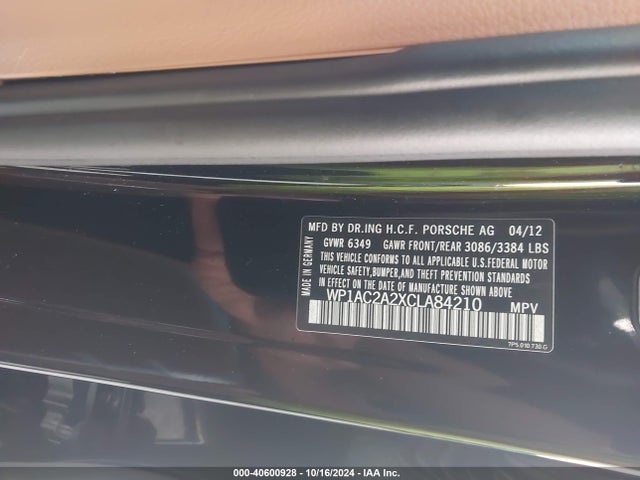 2012 PORSCHE CAYENNE WP1AC2A2XCLA84210 Photo 8