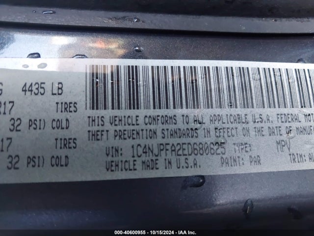 1C4NJPFA2ED680625 Jeep Patriot High Altitude