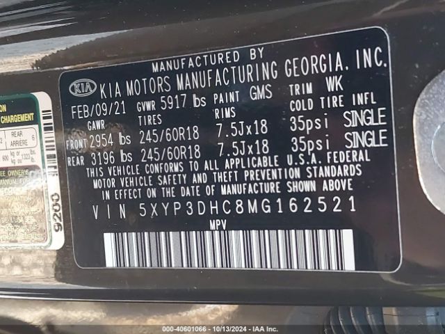 5XYP3DHC8MG162521 KIA Telluride Ex
