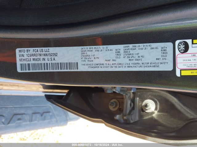 1C6RREFM1NN152262 RAM 1500 Big Horn  4x2 5'7 Box