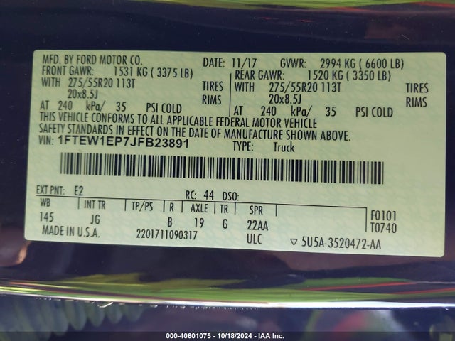 Ford F-150 Xl 2018 1FTEW1EP7JFB23891 Image 9