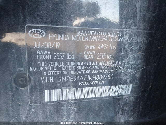 Hyundai SONATA SEL 2019 5NPE34AF1KH809780 Image 8