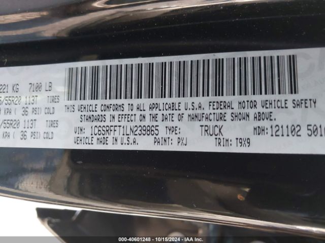 1C6SRFFT1LN239865 RAM 1500 Big Horn  4x4 5'7 Box