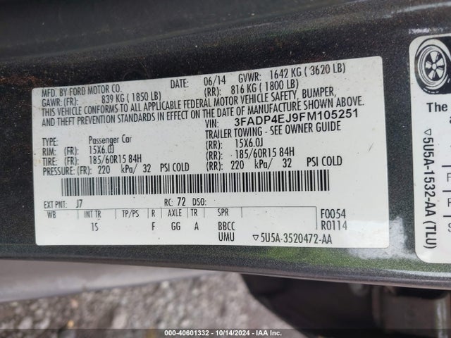 Ford FIESTA SE 2015 3FADP4EJ9FM105251 Image 9