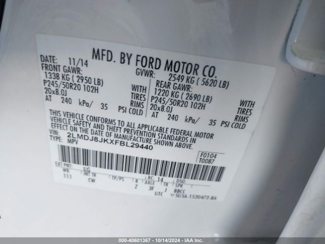 2LMDJ8JKXFBL29440 Lincoln MKX