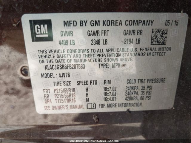 KL4CJGSB8FB207583 Buick Encore Leather