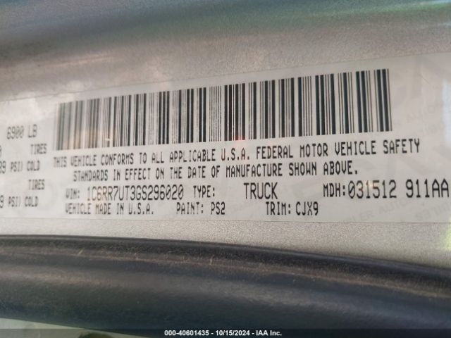 1C6RR7UT3GS296020 RAM 1500 Sport
