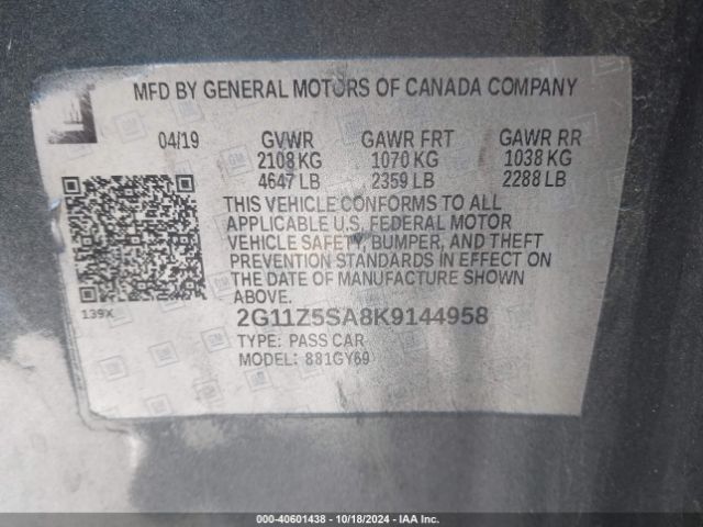2G11Z5SA8K9144958 Chevrolet IMPALA LT