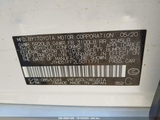 JTHD51FF2L5011771 Lexus Ls 500