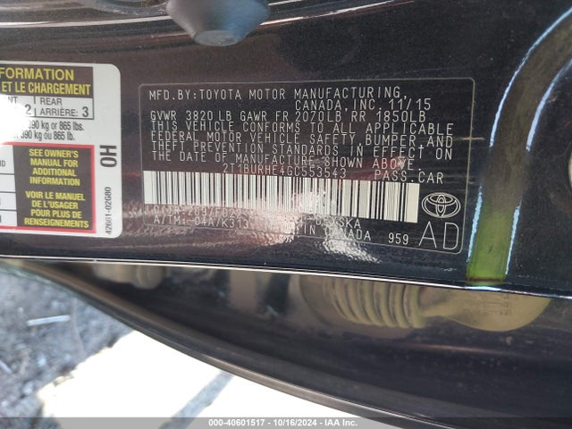 Toyota Corolla S W/special Edition Pkg 2016 2T1BURHE4GC553543 Image 9
