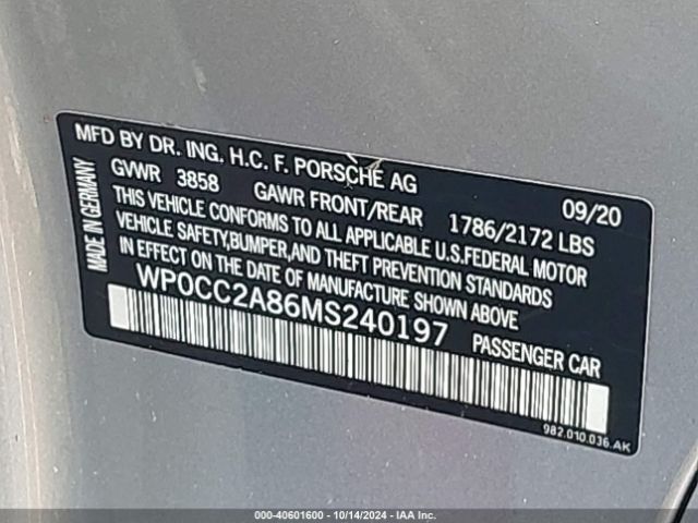 2021 PORSCHE 718 SPYDER WP0CC2A86MS240197 Photo 8