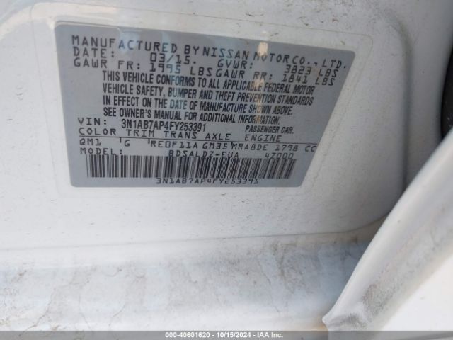 3N1AB7AP4FY253391 Nissan Sentra Fe+ S/s/sl/sr/sv