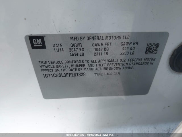 Chevrolet MALIBU 1LT 2015 1G11C5SL3FF231828 Image 9