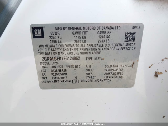 Chevrolet Equinox 2lt 2014 2GNALCEK7E6124862 Image 9