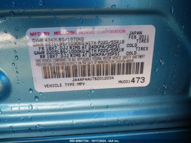 2011 MITSUBISHI OUTLANDER SPORT JA4AP4AU7BZ012034 Photo 8