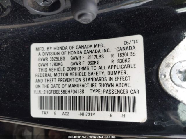 2HGFB6E58EH704138 Honda CIVIC SI