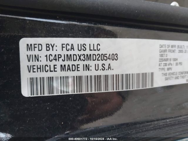 1C4PJMDX3MD205403 Jeep Cherokee Limited 4x4