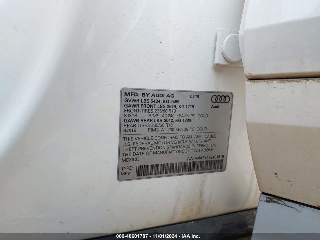 WA1ANAFY4K2101519 Audi Q5 45 Premium