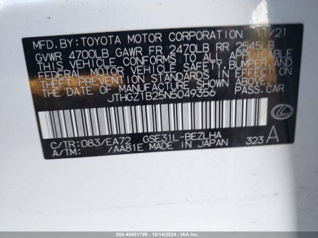 JTHGZ1B25N5049356 Lexus Is 350 F Sport