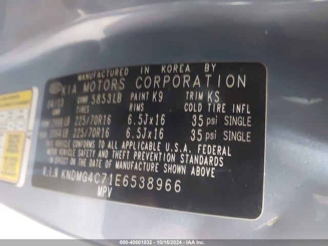 KIA SEDONA LX 2014 KNDMG4C71E6538966 Image 9