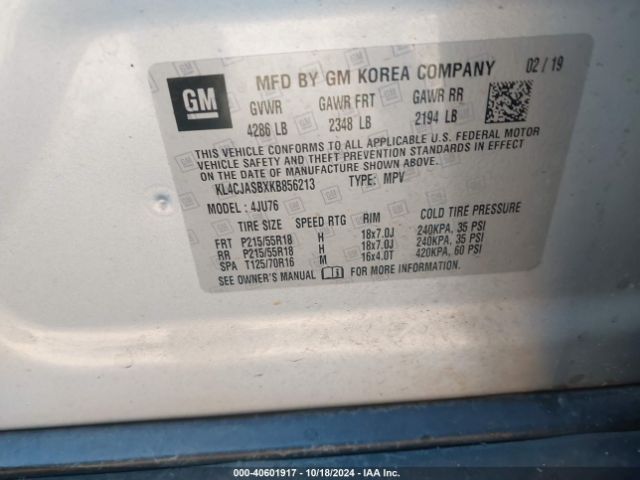 KL4CJASBXKB856213 Buick Encore Fwd Preferred