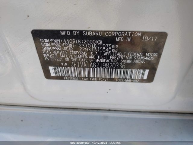 JF1VA1A62J9820336 Subaru WRX