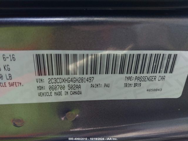 2C3CDXHG4GH281497 Dodge Charger Sxt