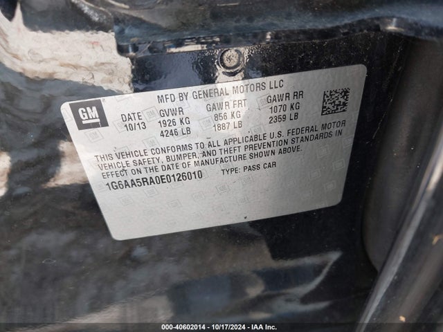 Cadillac Ats Standard 2014 1G6AA5RA0E0126010 Image 9
