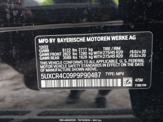 5UXCR4C09P9P90487 BMW X5 Sdrive40i