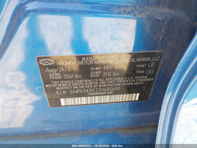 5NPE34AF3JH645690 Hyundai SONATA SEL