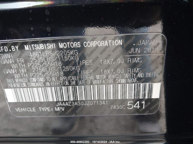 JA4AZ3A30JZ071341 Mitsubishi Outlander Es/le/se/sel