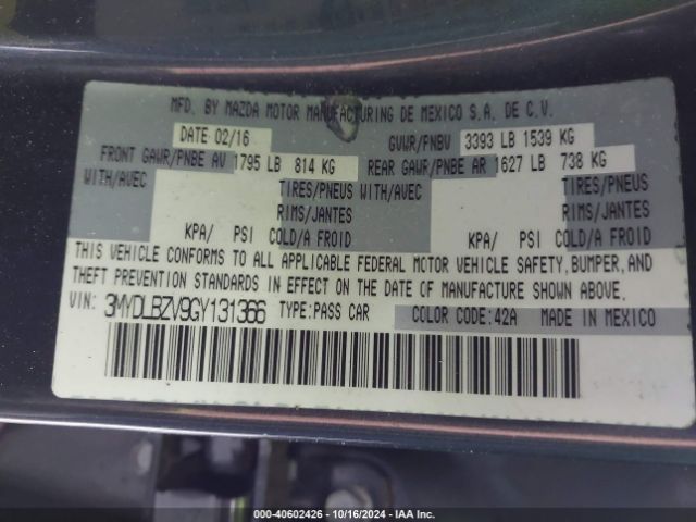3MYDLBZV9GY131366 Scion IA