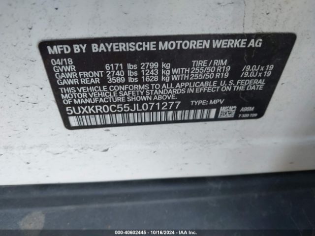 5UXKR0C55JL071277 BMW X5 Xdrive35i