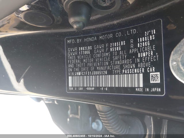 Honda Civic Ex-t 2018 JHMFC1F31JX005126 Image 9