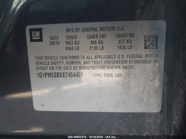 1G1PH5SBXE7454461 Chevrolet Cruze Eco Auto