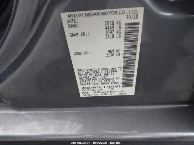 Nissan Altima 2.5 Platinum 2019 1N4BL4FW3KC130591 Image 9