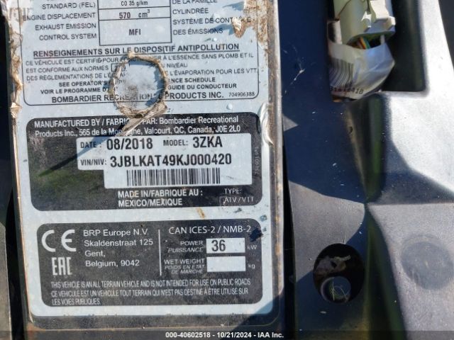 2019 CAN-AM OUTLANDER 3JBLKAT49KJ000420 Photo 9