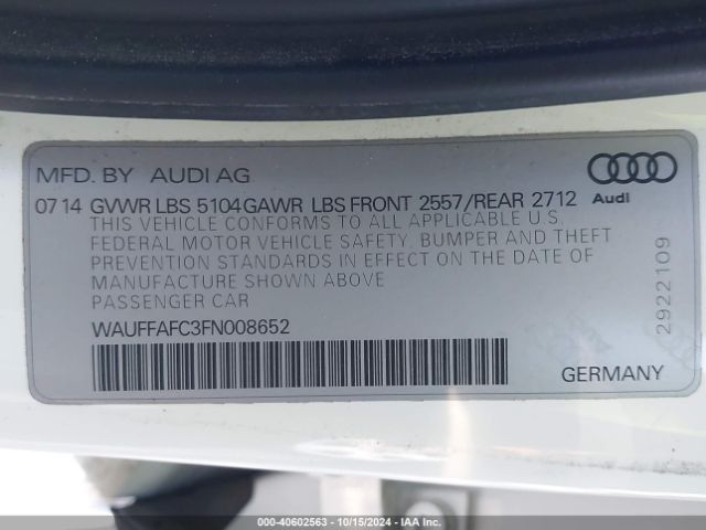 WAUFFAFC3FN008652 Audi A6 2.0t Premium