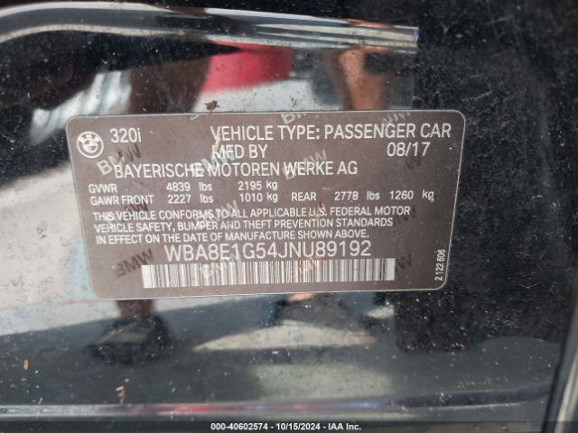 WBA8E1G54JNU89192 BMW 320i