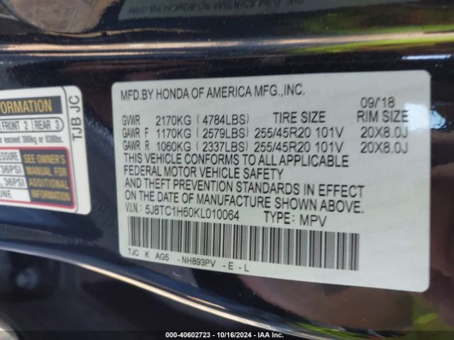 5J8TC1H60KL010064 Acura Rdx A-spec Package