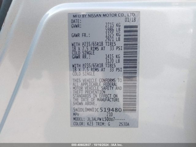 5N1DL0MN0JC519480 Infiniti QX60