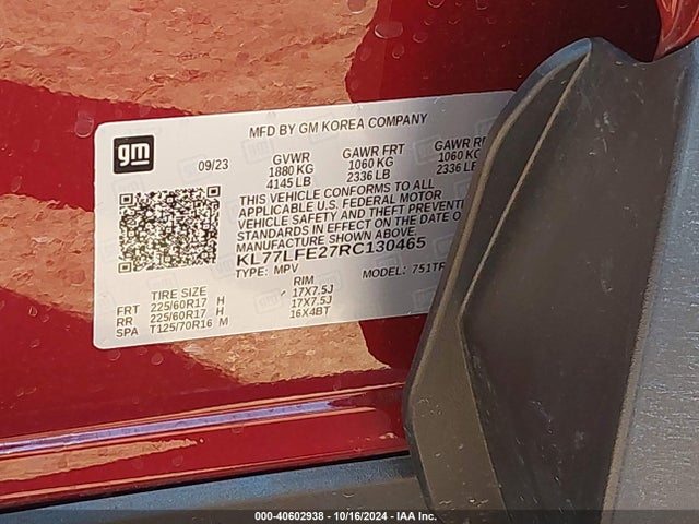 Chevrolet Trax Fwd Sp 2024 KL77LFE27RC130465 Image 9