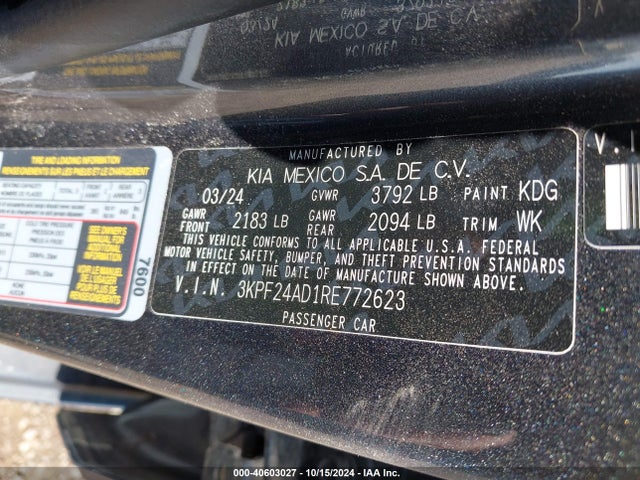 KIA FORTE LX 2024 3KPF24AD1RE772623 Image 9