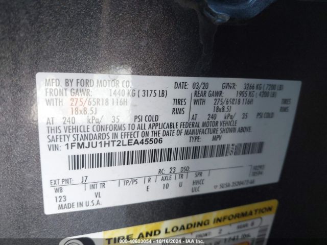 1FMJU1HT2LEA45506 Ford Expedition Xlt