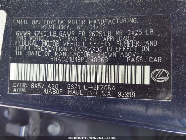 58ACZ1B18PU148368 Lexus ES 350