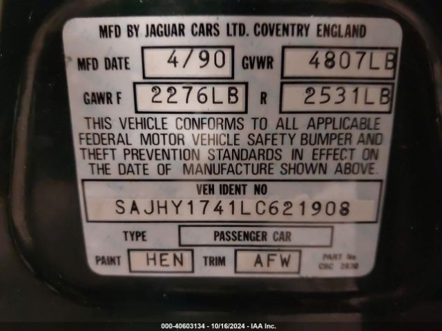 1990 JAGUAR XJ6 SAJHY1741LC621908 Photo 8